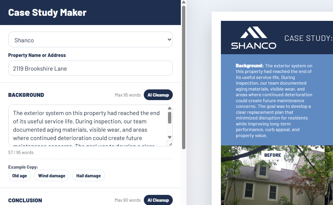 Case Study Builder app screenshot placeholder